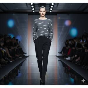 Eileen Fisher Pattern Tencel Sweater Women's Sz S BATEAU NK TOP NWT Minimalism